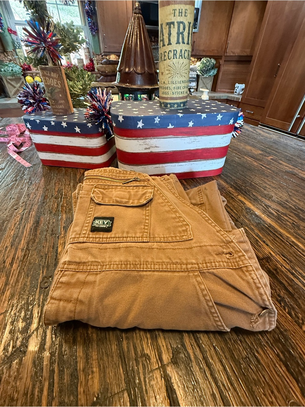 Brown Key Overalls 40 X 30 Side Pant Zipper Snaps Costume Scarecrow Scare Actor